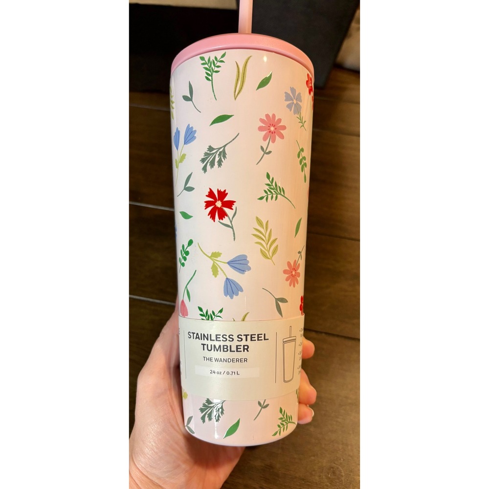 Elite Global Brands The Wanderer 24oz Stainless Steel Floral Tumbler with Straw